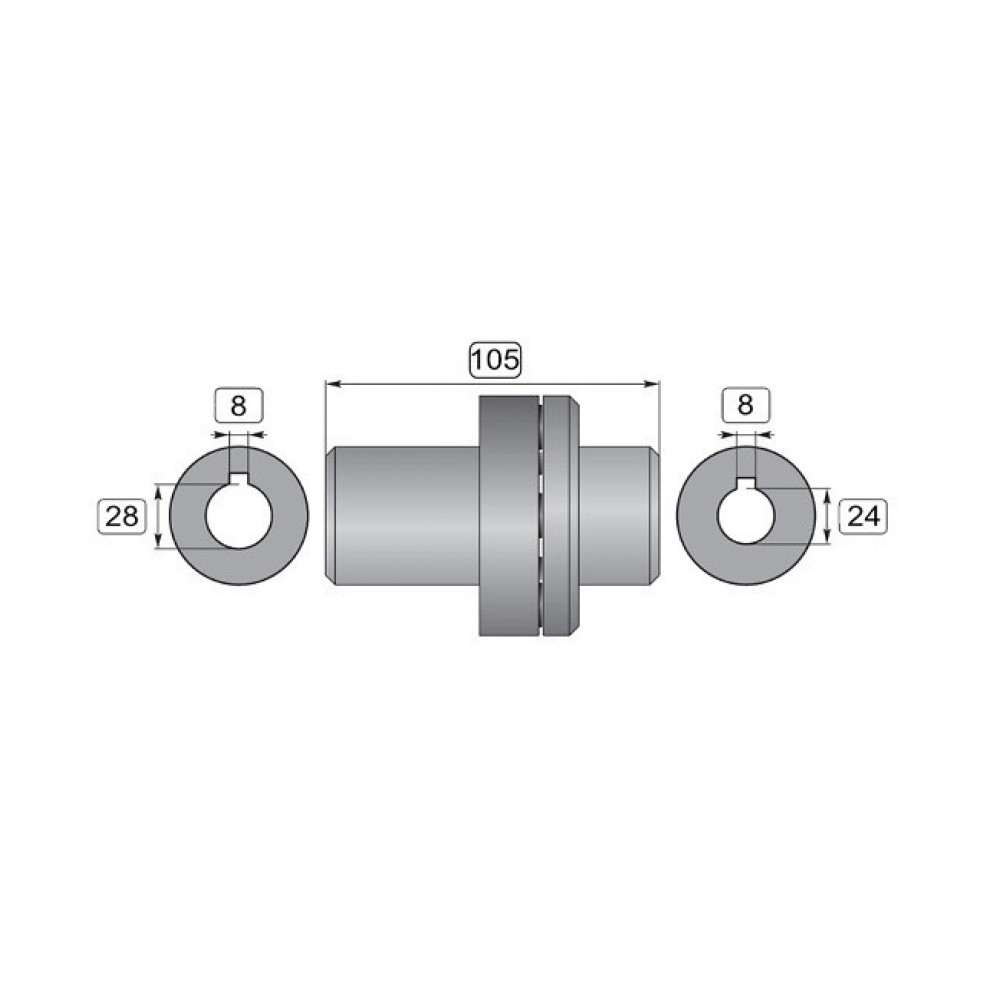 Гибкая муфта для Interpump E3, Hawk NMT (вал 28–24 мм, длина 105 мм)
