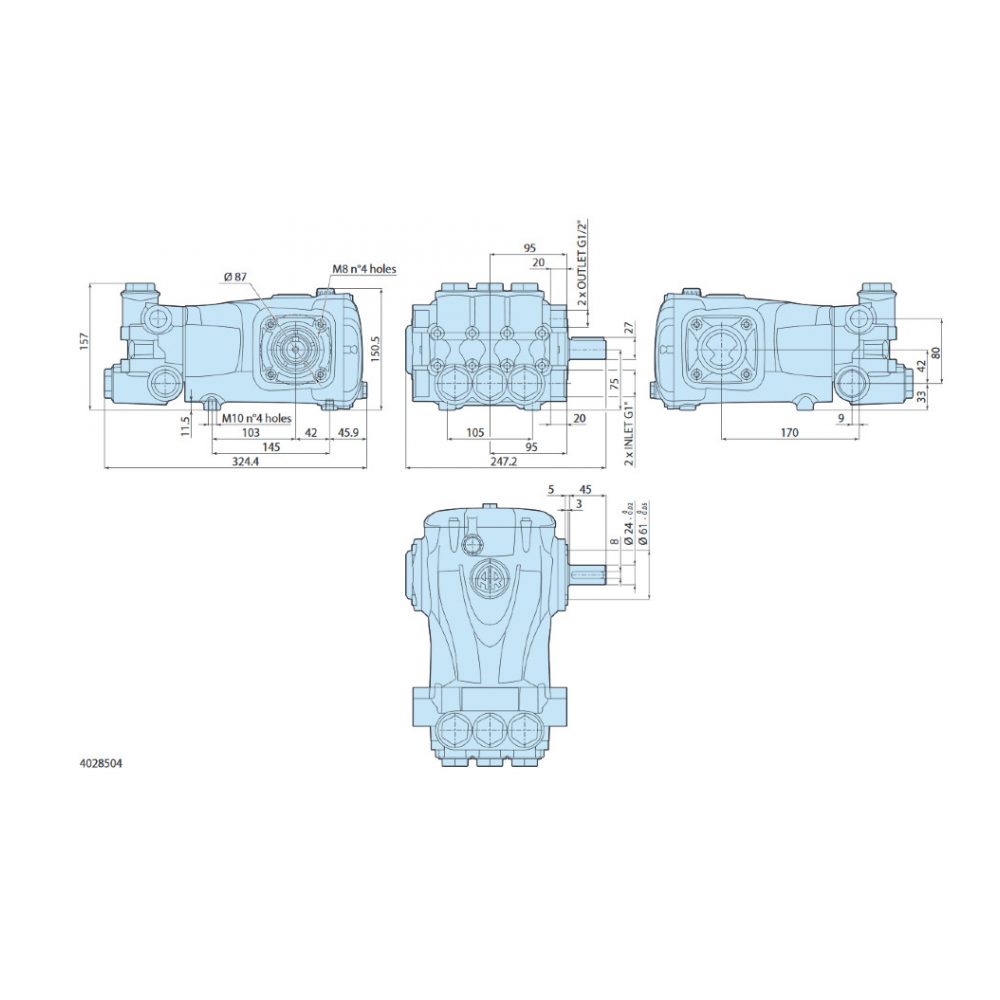 Насос Annovi Reverberi RGP 70.15 N, 70 л/мин, 150 бар