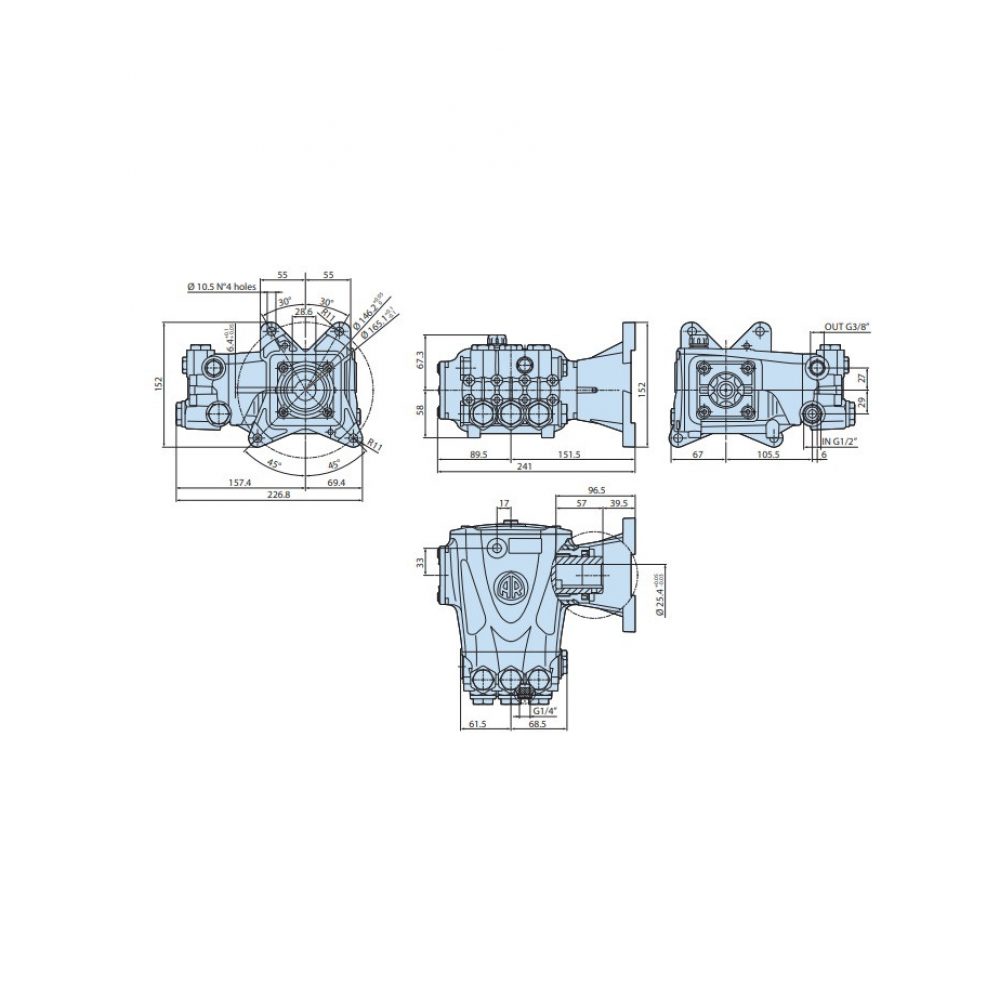 Насос Annovi Reverberi RRV 3.5G 27D с фланцем 3/4