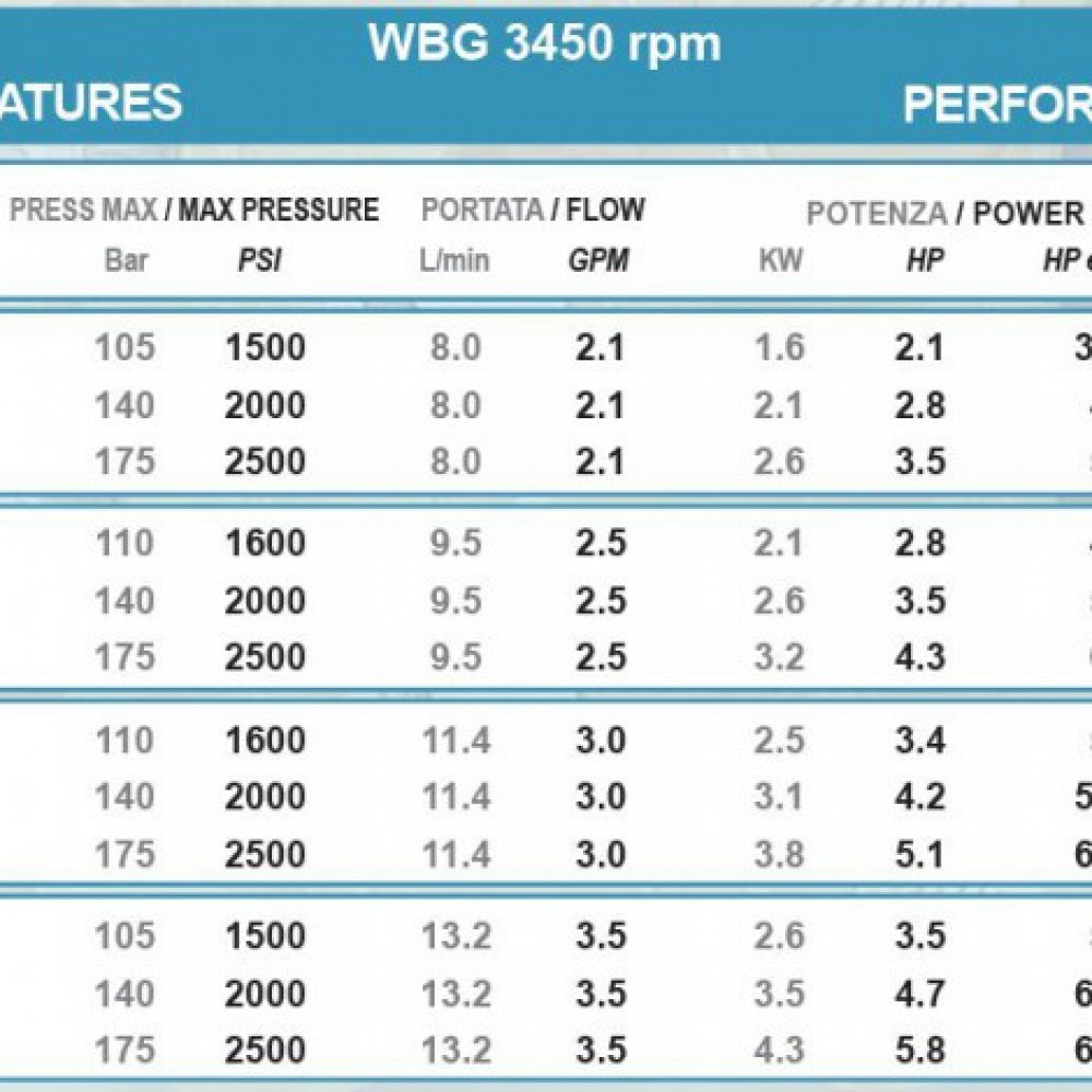 Насос Bertolini WBG 2525 для бензинового двигателя (175 бар, 9,5 л/мин, полый вал 3/4