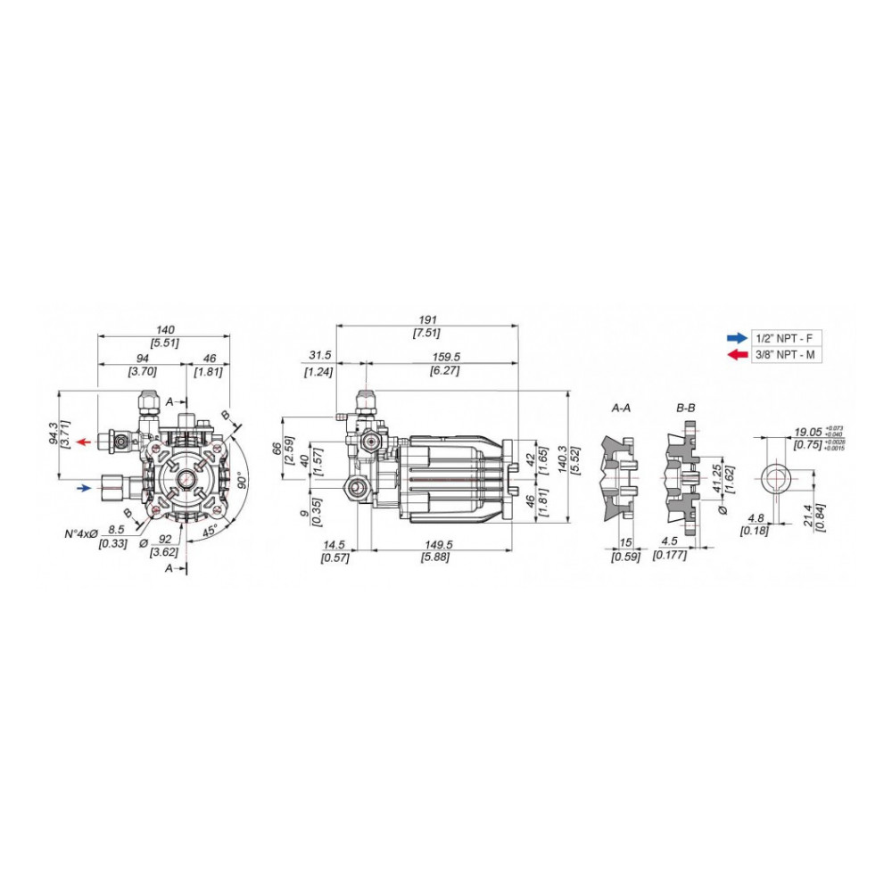 Насос Comet CXD 2530G (207 бар, 9,1 л/мин, 3400 об/мин, полый вал 3/4