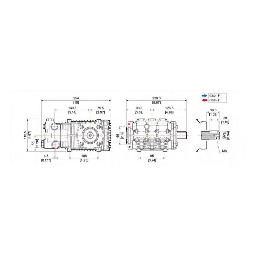 Насос Comet FW2 5530 S никелированный, 21 л/мин, 207 бар, до 85 °C