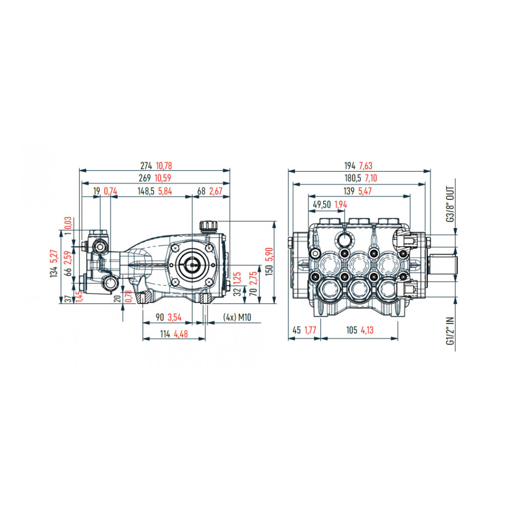 Насос высокого давления Mazzoni MMD15250RCW, 15 л/мин, 250 бар