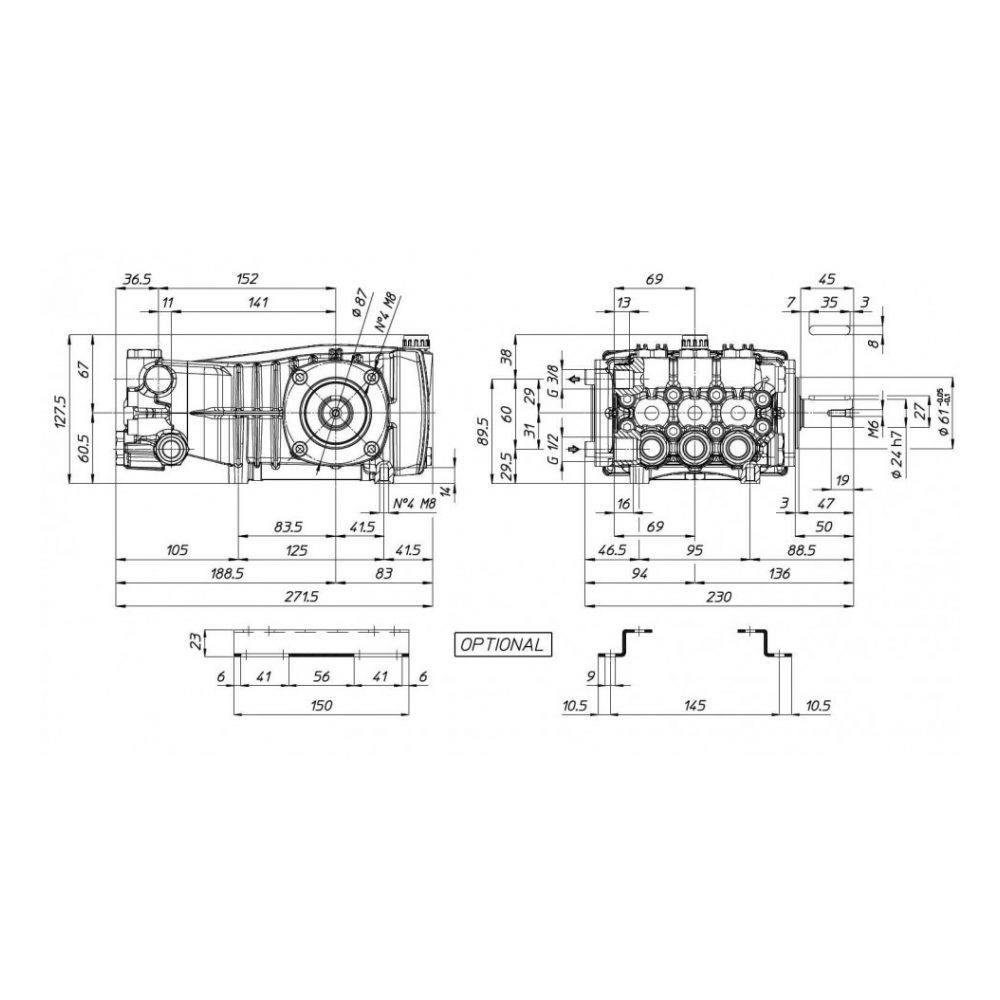 Насос высокого давления Udor BC 21/20 S, 21 л/мин, 200 бар